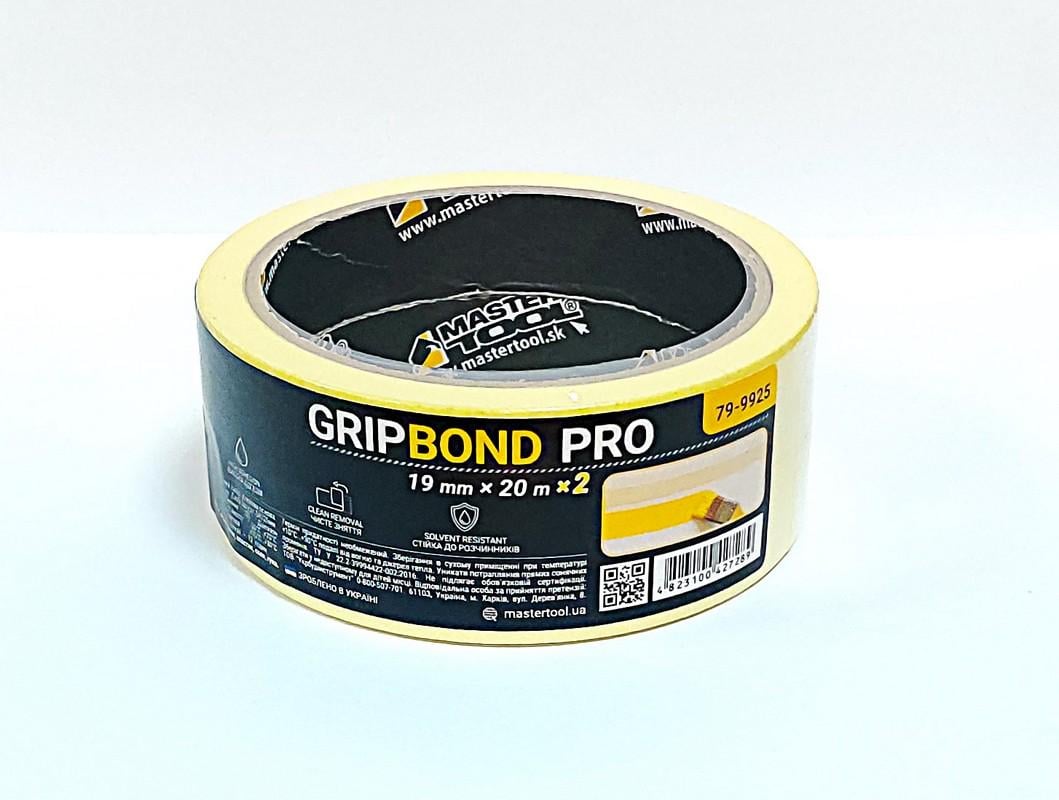 Стрічка малярна універсальна MasterTool GripBond Pro 2 шт. 19 мм х20 м Жовтий (79-9925)
