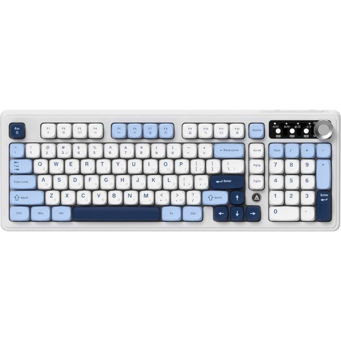 Клавиатура беспроводная мембранная Ajazz AF98 Plus Glacier Blue 98 клавиш RGB White/Blue (AF98-PLUS-GB)
