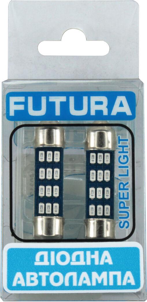 Лампочка FUTURA 2-х цокольная LED T11 C10W SMD 12 диодов 12 V-1,7 Вт SV8.5-8 35 мм 2 шт. (60312)