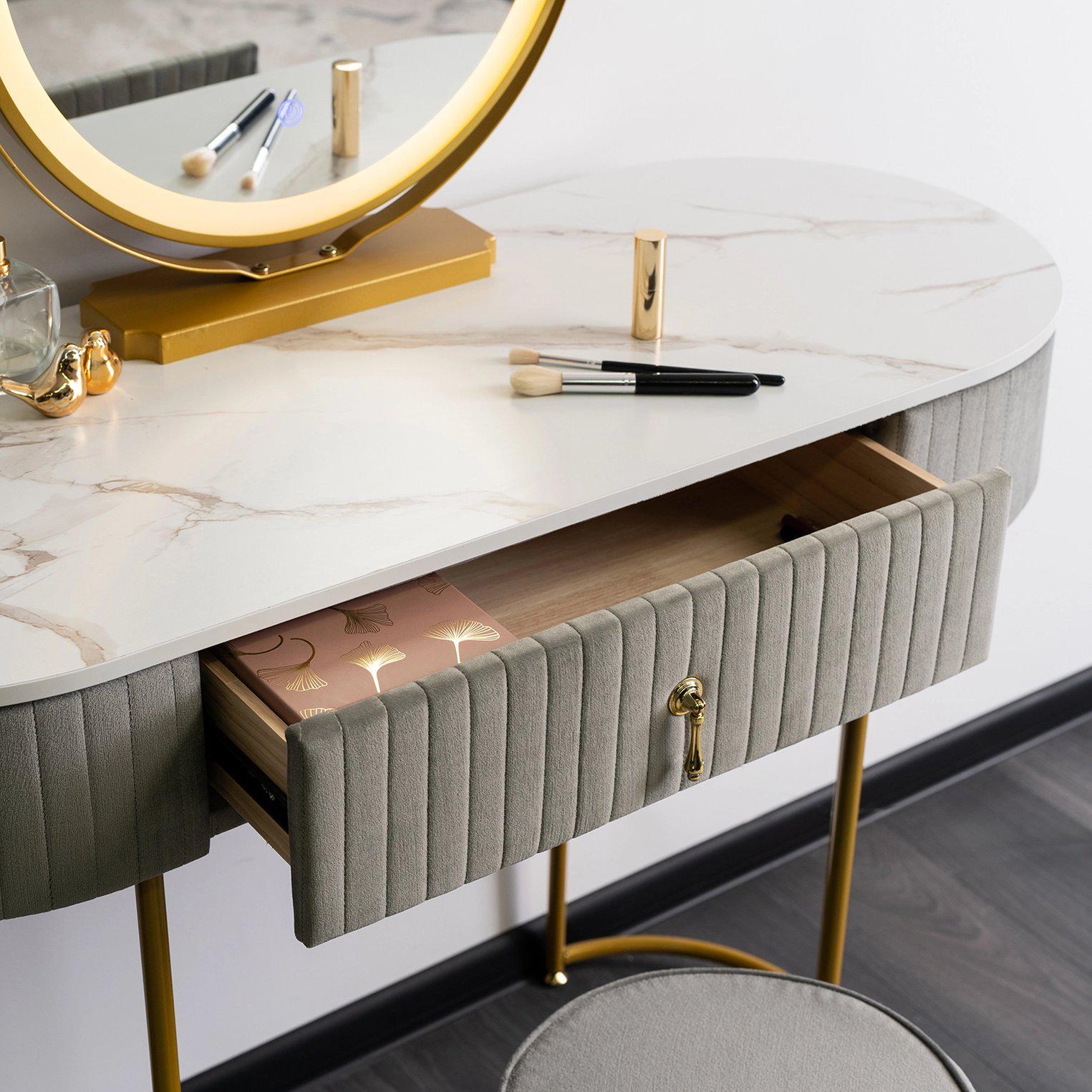 Туалетный стол c пуфом Mebel Elit SARAH Marmur Серый (ME.SARAH/P/ZL/B) - фото 6