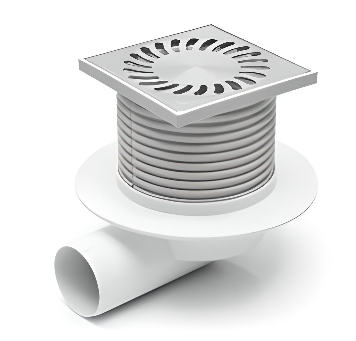 Трап душевой MCH 425 L с гидрозатвором/решеткой из нержавеющей стали 122х122 мм/горизонтальный выпуск DN50 мм (13934795)