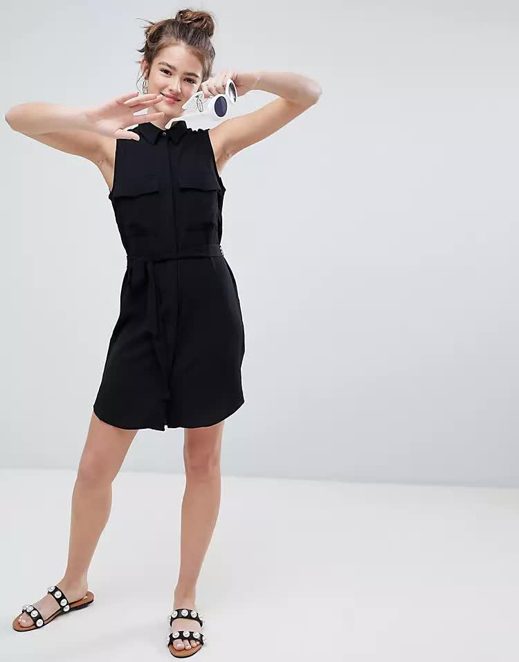 Платье-рубашка Monki S Черный (620882b42)