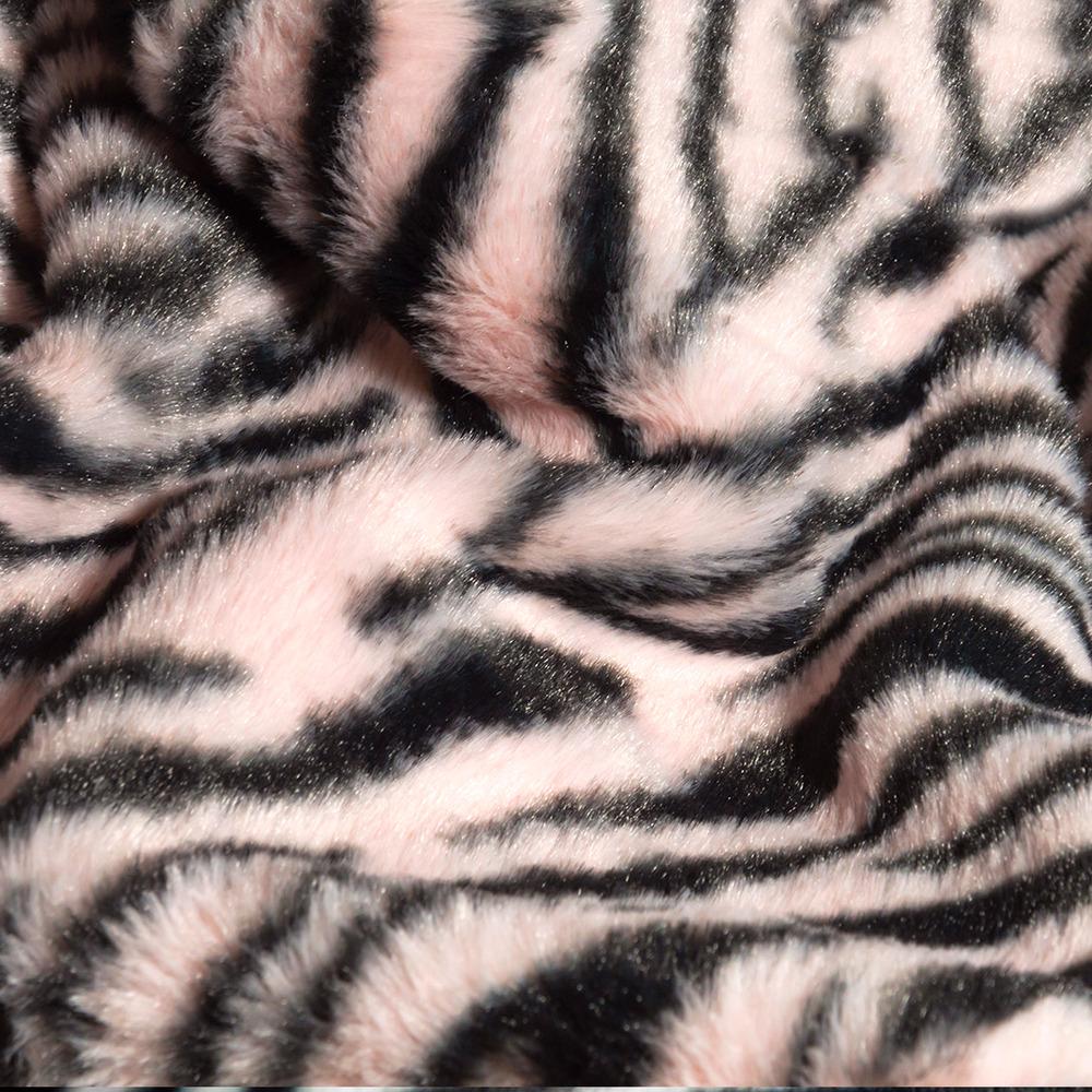 Ткань Мех искусственный Сафари зебра Розово-черный (19253)