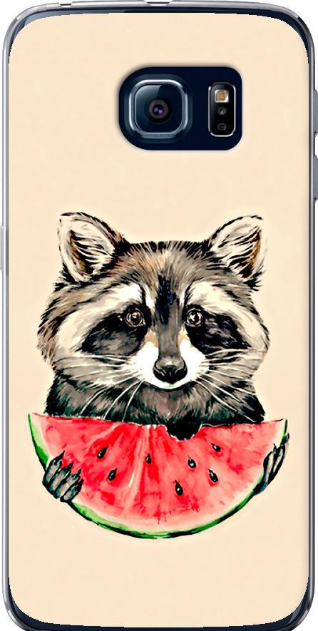Чехол на Samsung Galaxy S6 Edge G925F Енотик с арбузом (4605t-83-42517)