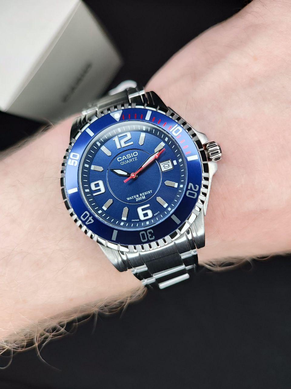 Мужские наручные часы Casio MTD-1053D-2A Diver Collection со стальным корпусом/водозащитой 200 м Синий (2677435661)