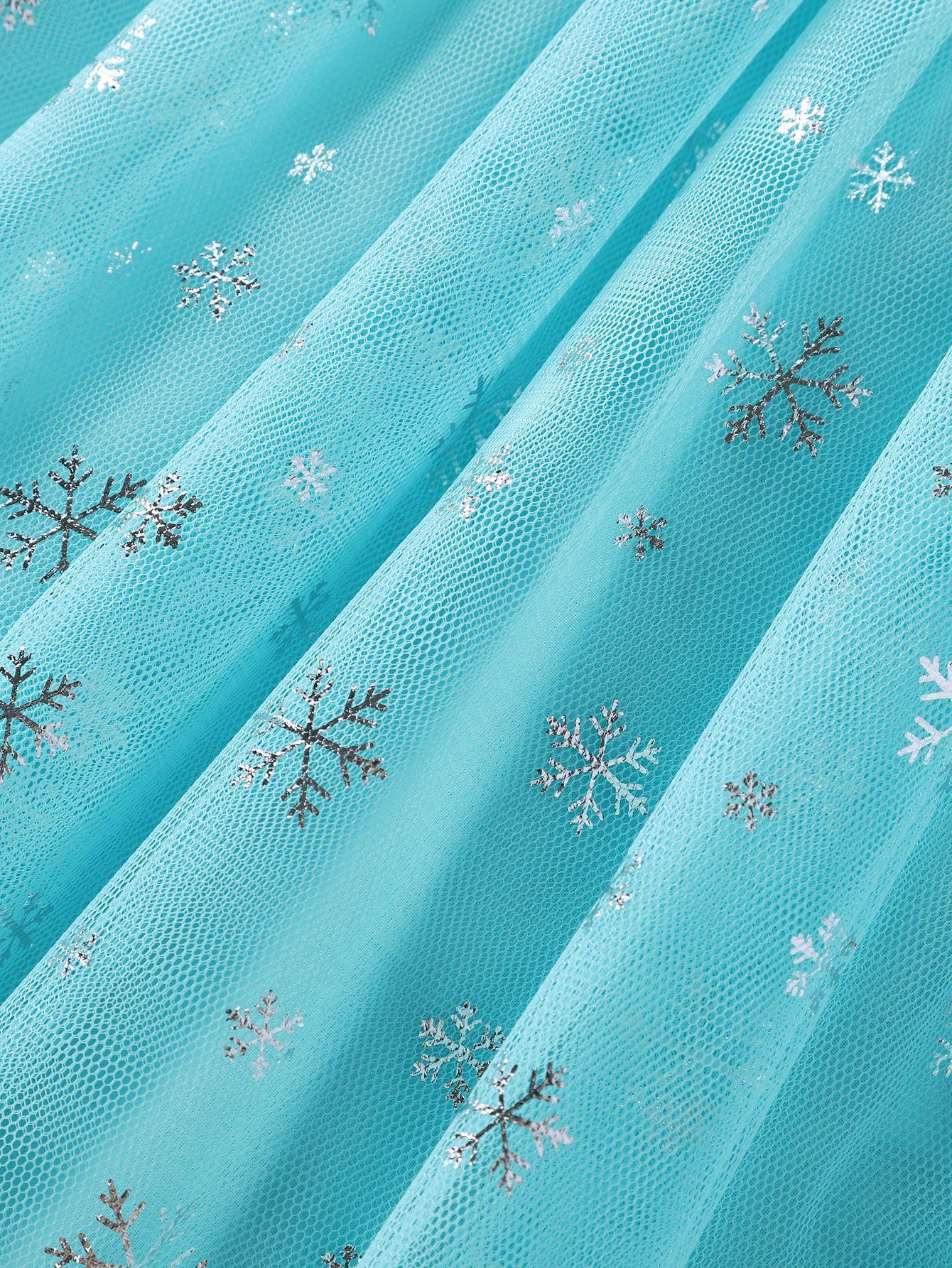 Платье детское со снежинкой 100 см Голубой (23992135) - фото 7