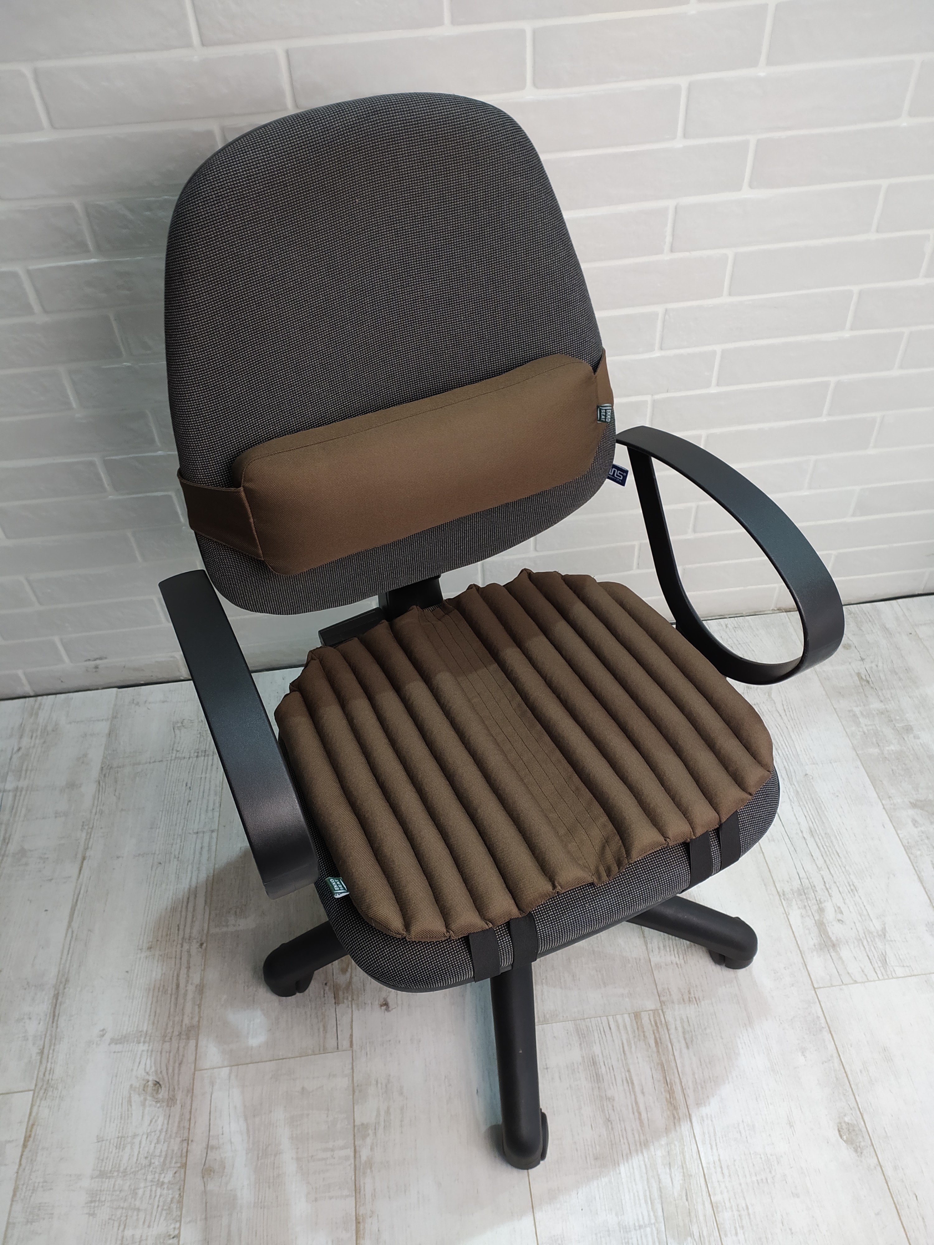 Ортопедические подушки EKKO SEAT на офисное кресло. Комплект. Коричневый.