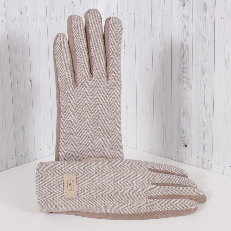 Рукавички жіночі текстильні D3609-3T демісезонні 7"-7,5" Бежевий (2818760322)