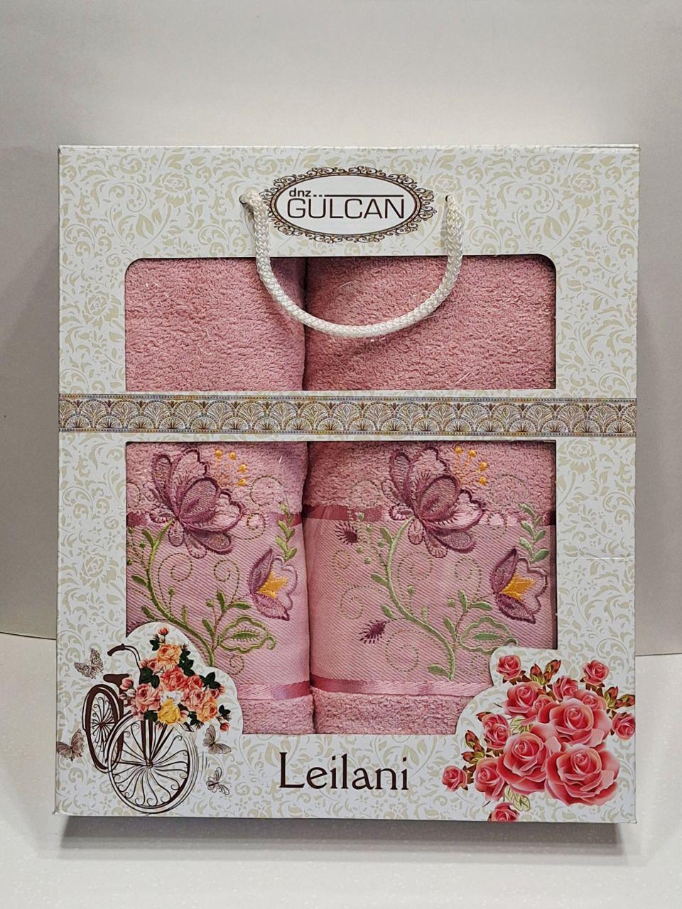 Полотенца подарочные Gulcan Цветы 2 шт. Розовый (577)