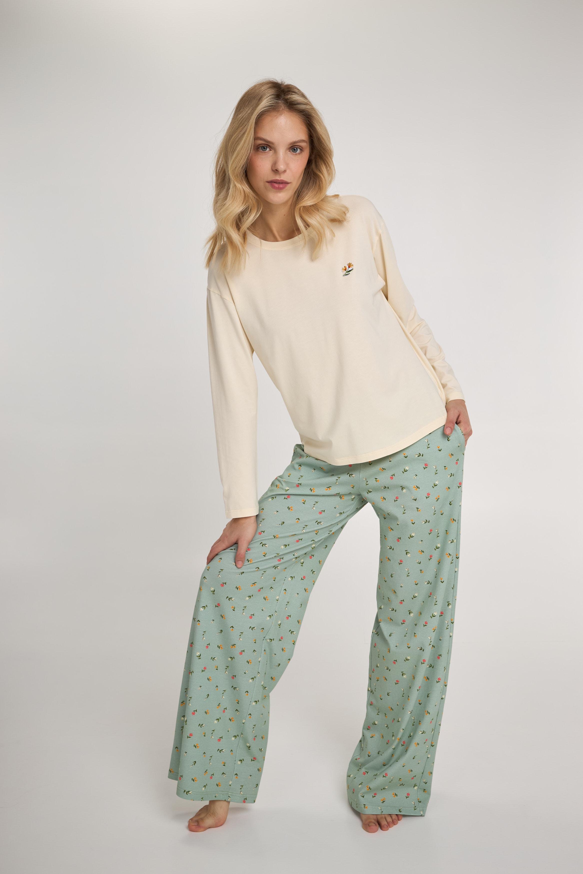 Пижама женская Ellen Green Meadow LPK 0880/13/01 M Зелено-кораловый