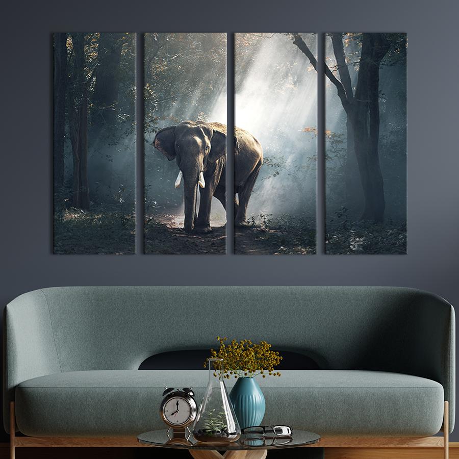 Модульная картина на холсте Полиптих Слон в тропическом лесу 89x53 см (198-41) Модульная картина на холсте Полиптих Слон в тропическом лесу 89x53 см (198-41)