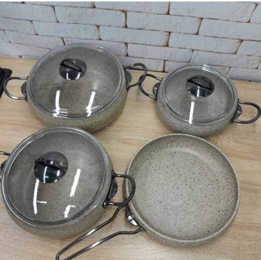 Набір каструль зі сковорідкою OMS з антипригарним покриттям 7 предметів (3051-sandy) - фото 5 Набір каструль зі сковорідкою OMS з антипригарним покриттям 7 предметів (3051-sandy) - фото 5