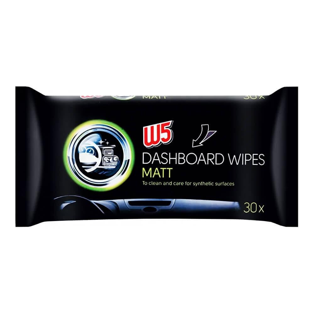Влажные салфетки W5 Dashboard Wipes Matt для автомобильных панелей 30 шт