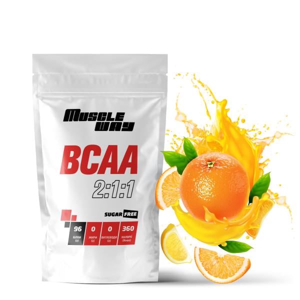 Комплекс амінокислот для росту м'язів і сушіння MuscleWay ВСАА 2:1:1 Sugar Free Апельсин у порошку на 10 порцій 100 г (21-125-bcaa-mw-rs100.ap) - фото 1 Комплекс амінокислот для росту м'язів і сушіння MuscleWay ВСАА 2:1:1 Sugar Free Апельсин у порошку на 10 порцій 100 г (21-125-bcaa-mw-rs100.ap) - фото 1