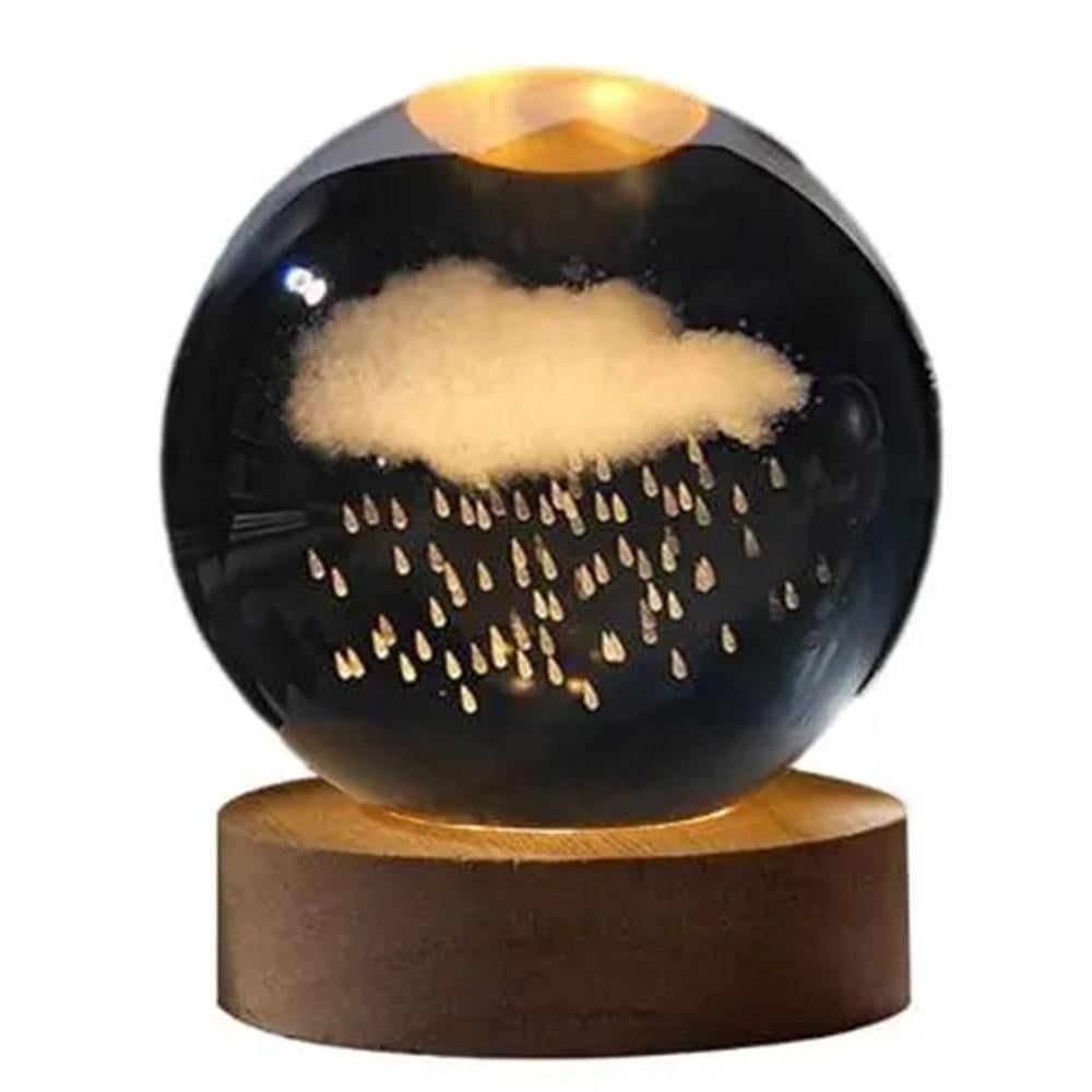 Ночник декоративный 3D хрустальный шар дождевое облако (AD-2472)