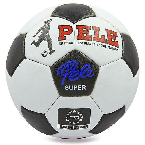 М’яч футбольний Ballonstar PELE FB-0174 PU Гріппі зшитий вручну №5 Біло‑чорний (31773615)