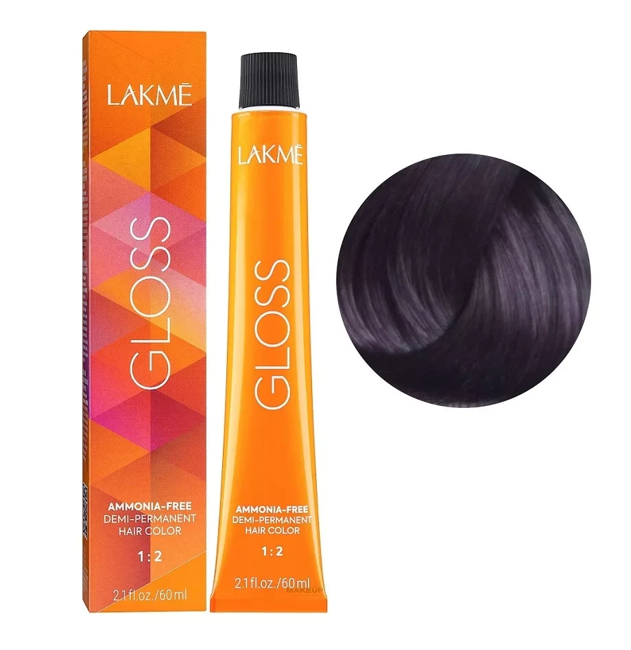 Крем-краска тонирующая для волос без аммиака Lakme Gloss Color Rinse 5/22 Светло-каштановый фиолетовый яркий 60 мл