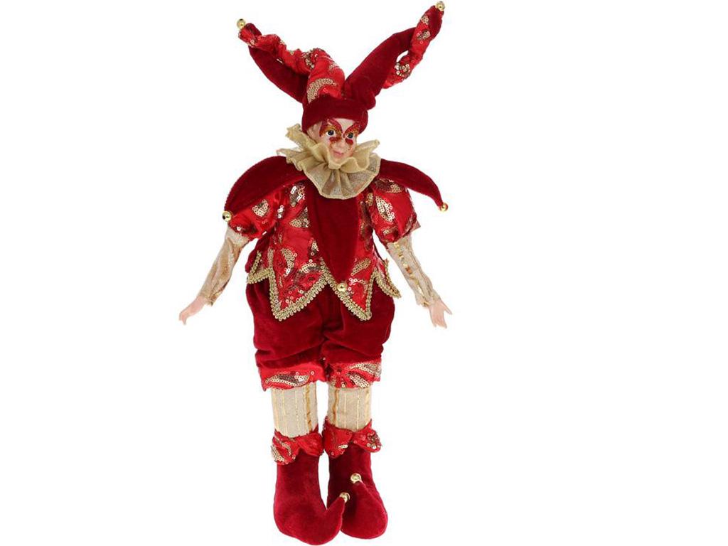 Игрушка для декора Арлекин 45 см Красный/Золото