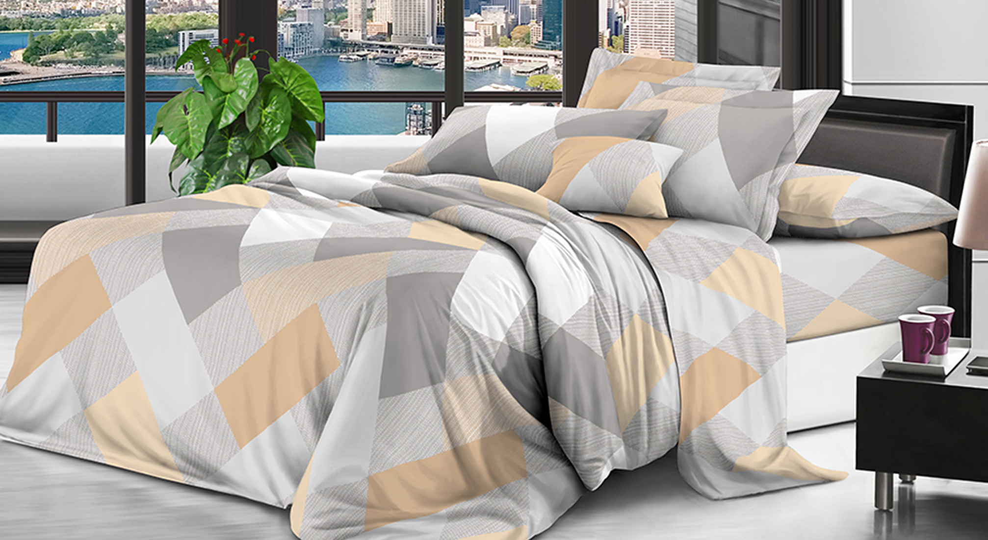 Комплект постельного белья Разноцветные квадратики полуторный 150х220 см (T75-A-013/WP/1.5)