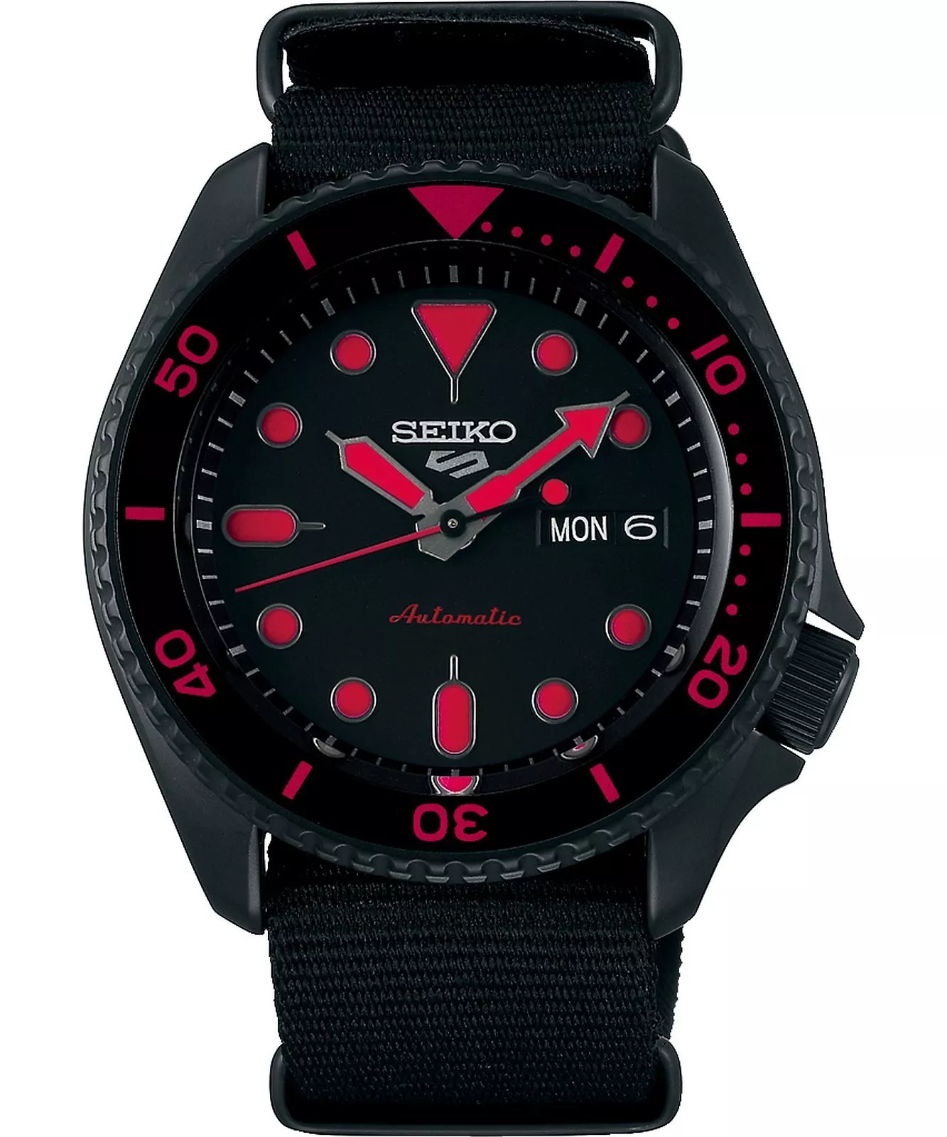 Часы мужские механические Seiko 5 Sports Street Style Черный/Красный (SRPD83K1)