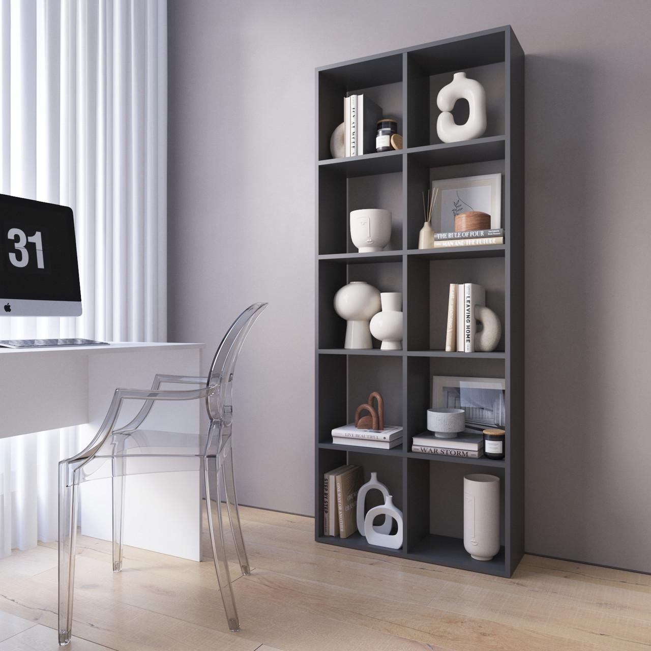 Стеллаж открытый VAYS на 10 отделений 72х29х178 см Антрацит (30774030)