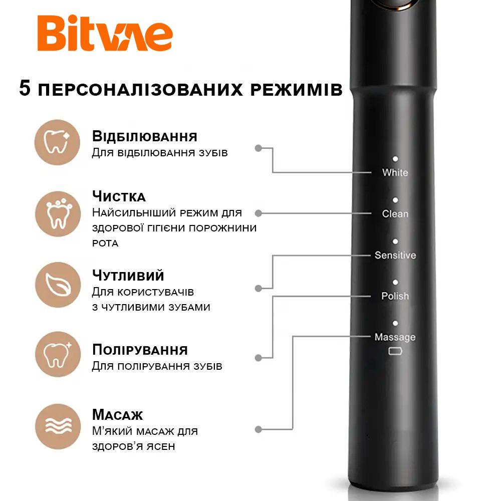 Зубная щетка электрическая с Bitvae BV E11 футляром и 8 насадок Black (14759812) - фото 2