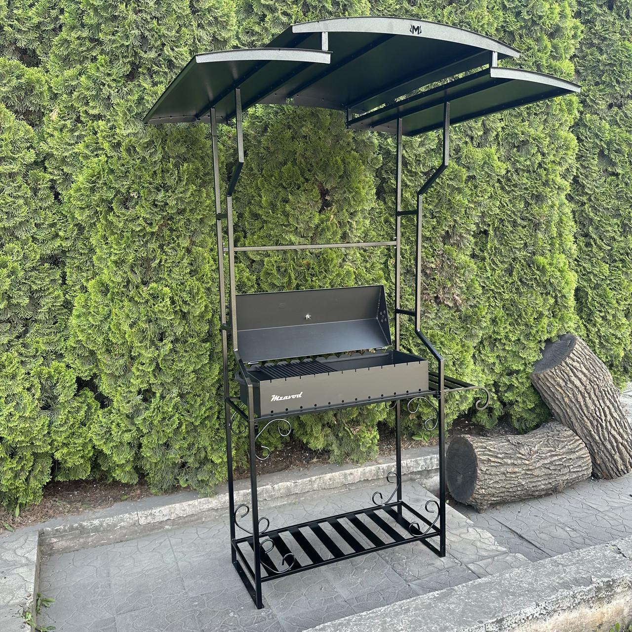 Мангал-барбекю Metalzavod Зевс на 12 шампурів 4 мм з дахом 134х115х221,4 см (MBD12-4-DAH) - фото 2 Мангал-барбекю Metalzavod Зевс на 12 шампурів 4 мм з дахом 134х115х221,4 см (MBD12-4-DAH) - фото 2