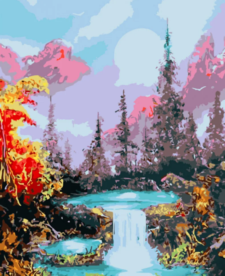 Картина по номерам Strateg Водопад в лесу 40x50 см (GS851)