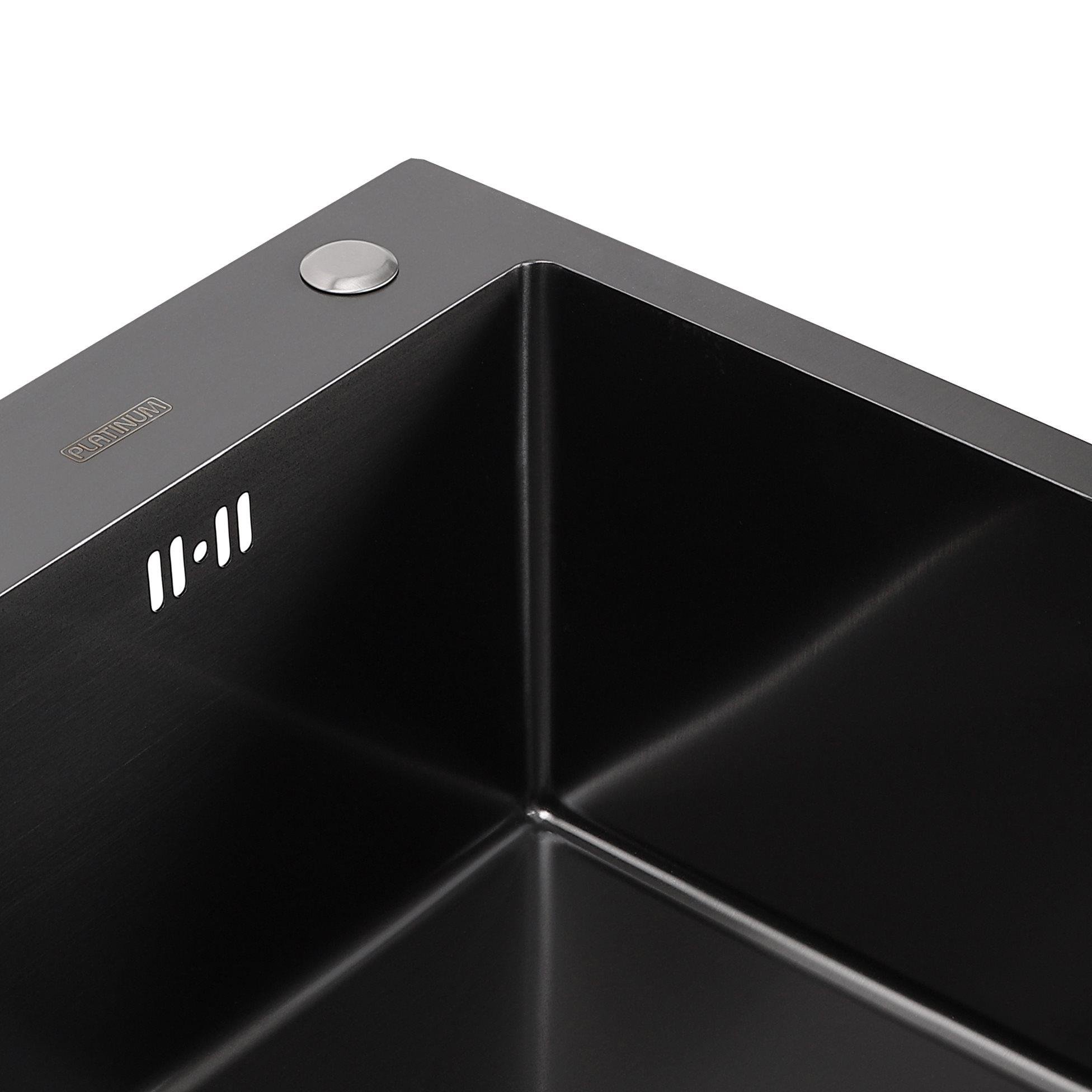 Мийка кухонна Valeso Handmade PVD 600х450х220 мм товщина 3,0/1,5 мм Чорний/дозатор в комплекті - фото 5 Мийка кухонна Valeso Handmade PVD 600х450х220 мм товщина 3,0/1,5 мм Чорний/дозатор в комплекті - фото 5