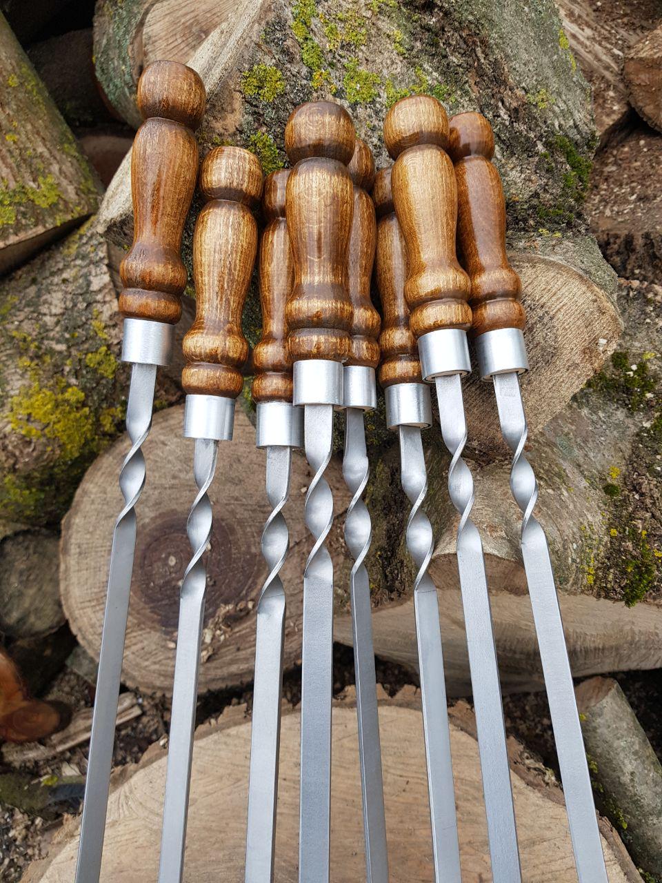 Шампури GrillKov преміум з дерев'яною ручкою 14 мм х 3 мм х 70 см 6 шт. (2181-5) - фото 4 Шампури GrillKov преміум з дерев'яною ручкою 14 мм х 3 мм х 70 см 6 шт. (2181-5) - фото 4