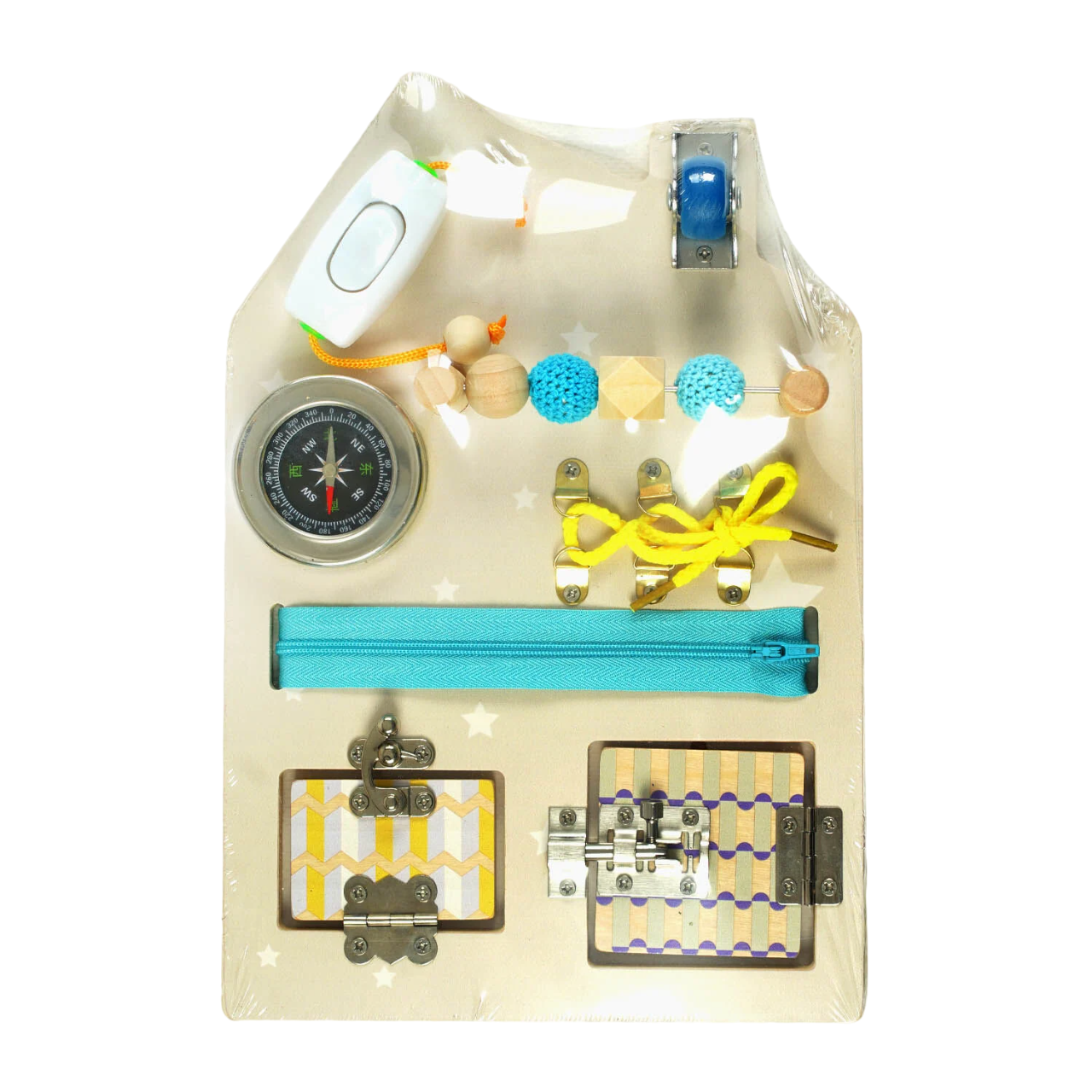 Бізіборд для малюків C 64871/22 компас/шнурівка/змійка/замочки/колесо/перемикач (25807437)
