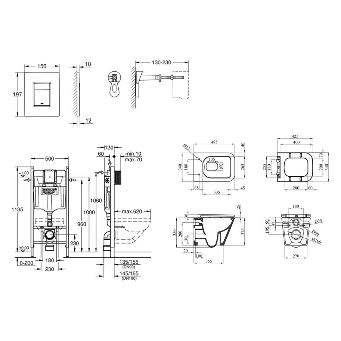 Інсталяція Grohe Rapid SL 3884966Q із унітазом безобідковим Kroner Eifel WHI493436 RIMLESS з сидінням - фото 3