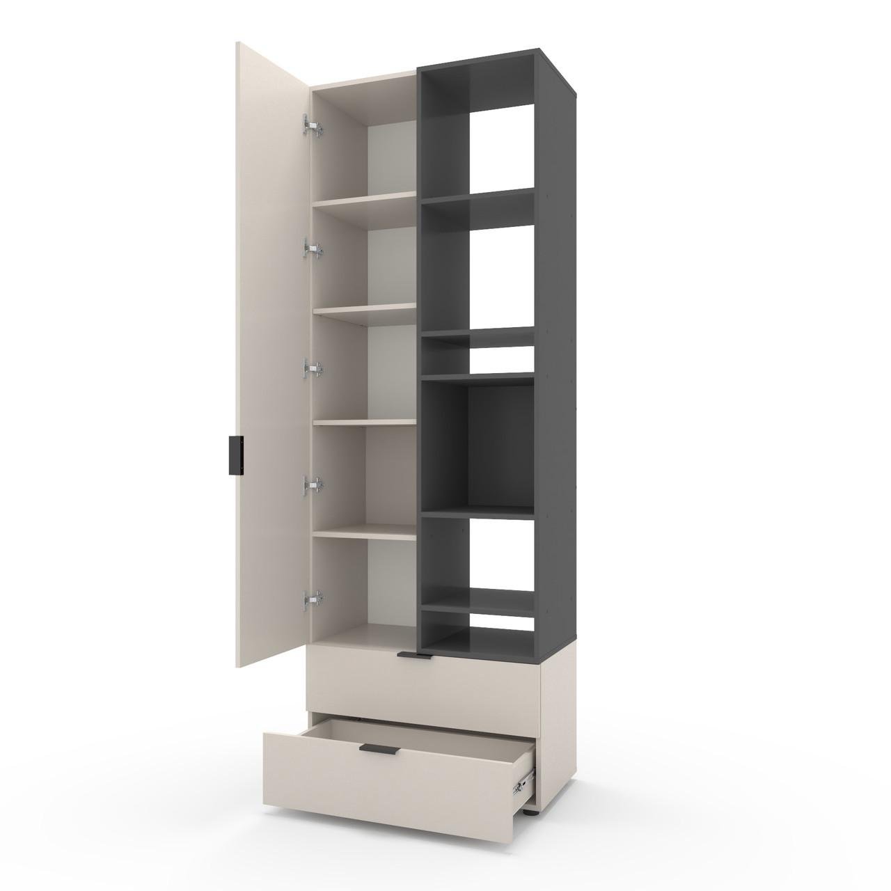 Шкаф Metkas Home A001R ЛДСП 800x420x2300 мм Кашемир/Антрацитовый