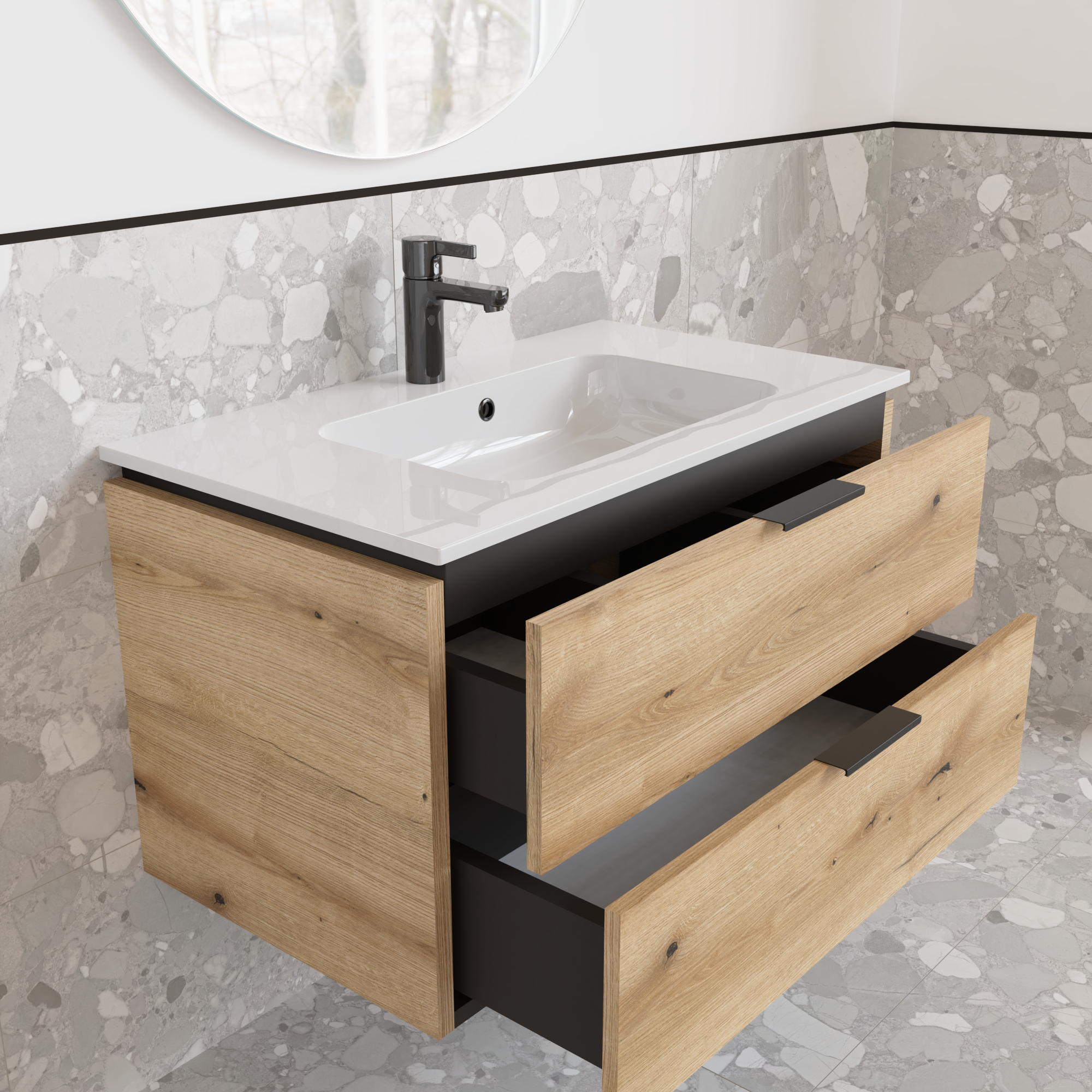 Тумба підвісна з раковиною MVK Vostok Icon 70 В2 700х450х530 мм Дуб Евок (p270alb) - фото 3 Тумба підвісна з раковиною MVK Vostok Icon 70 В2 700х450х530 мм Дуб Евок (p270alb) - фото 3