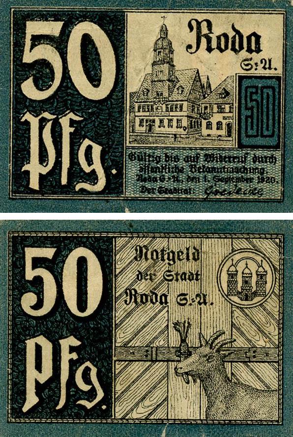 Коллекционная банкнота Германия Нотгельд 50 пфеннигов 1920 F-VF Штадтрода (Б18740) Коллекционная банкнота Германия Нотгельд 50 пфеннигов 1920 F-VF Штадтрода (Б18740)