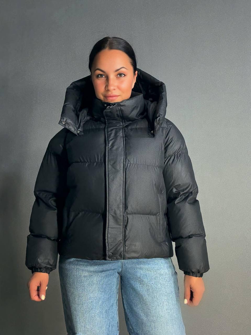Куртка женская Lady Yep 10005 дутая пуффер с капюшоном р. 46 Черный - фото 9