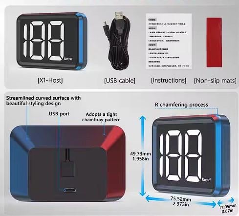 GPS-спидометр цифровой автомобильный HUD X1 с проекцией на стекло - фото 3 GPS-спидометр цифровой автомобильный HUD X1 с проекцией на стекло - фото 3