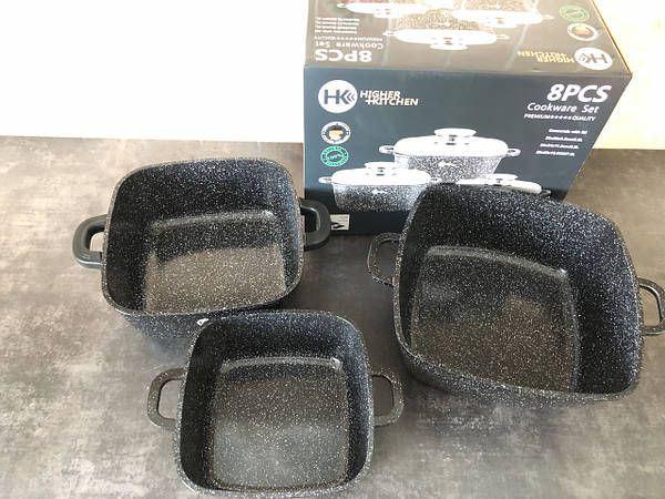 Набір каструль Higher Kitchen HK-302 з гранітним покриттям антипригарним Чорний - фото 5 Набір каструль Higher Kitchen HK-302 з гранітним покриттям антипригарним Чорний - фото 5