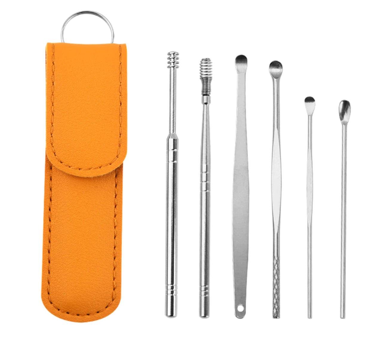 Набор инструментов для чистки ушей Good Idea Tool Set 6 пр. в футляре 11,7х10х3 см Оранжевый (21155M)