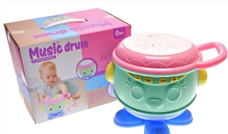 Игрушка музыкальный барабан на батарейках детская развивающая