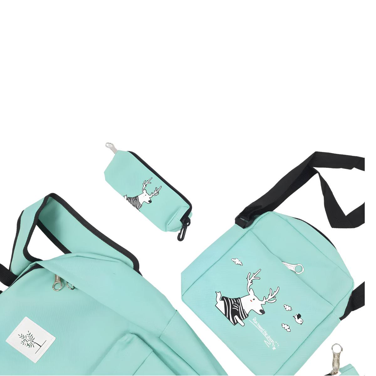 Набір 4в1 рюкзак/сумка/косметичка/пенал Бірюзовий (29164462) - фото 3