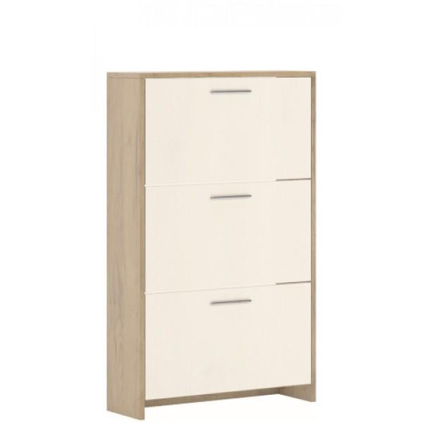 Тумба для обуви 3Д в прихожую Рене Світ Меблів из ДСП Дуб Белый/Сатин