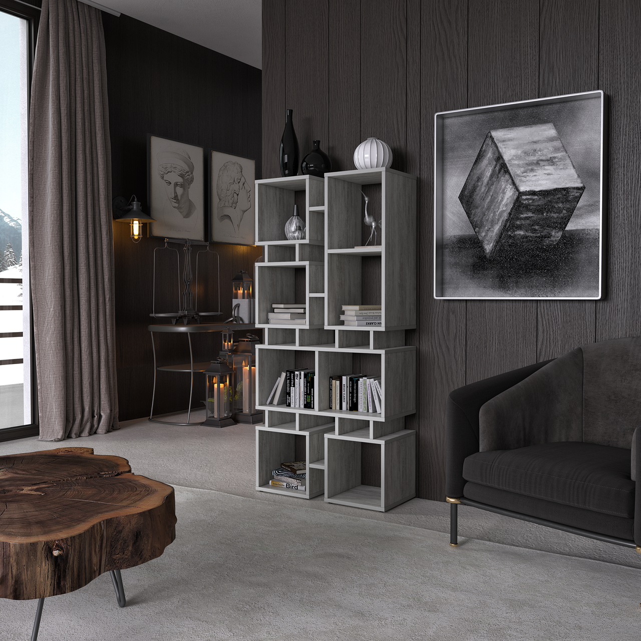 Cтелаж-полка для книг и декора Moreli ST-0018 680x1447x300 мм Урбан лайт (mo-st0018-beton)