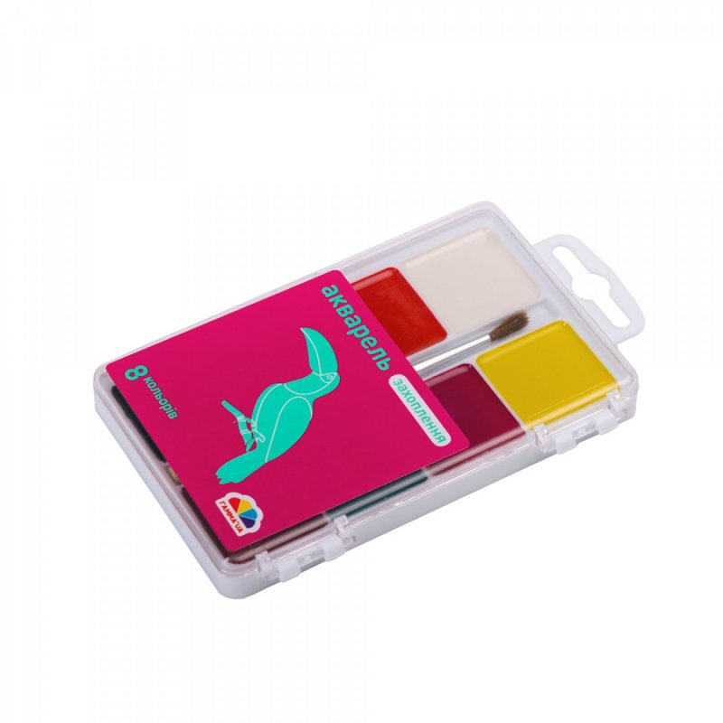 Акварельные краски Увлечения 8 цв. с кисточкой (200101 4820219211488)