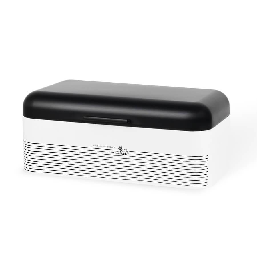 Хлебница металлическая с откидной крышкой Черный/Белый (MR-1772)