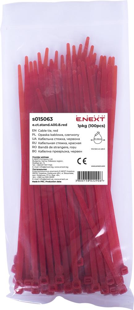 Стяжка-хомут кабельна E.NEXT e.ct.stand.400.8.red нейлон 400х8 мм 100 шт. Червоний (s015063)