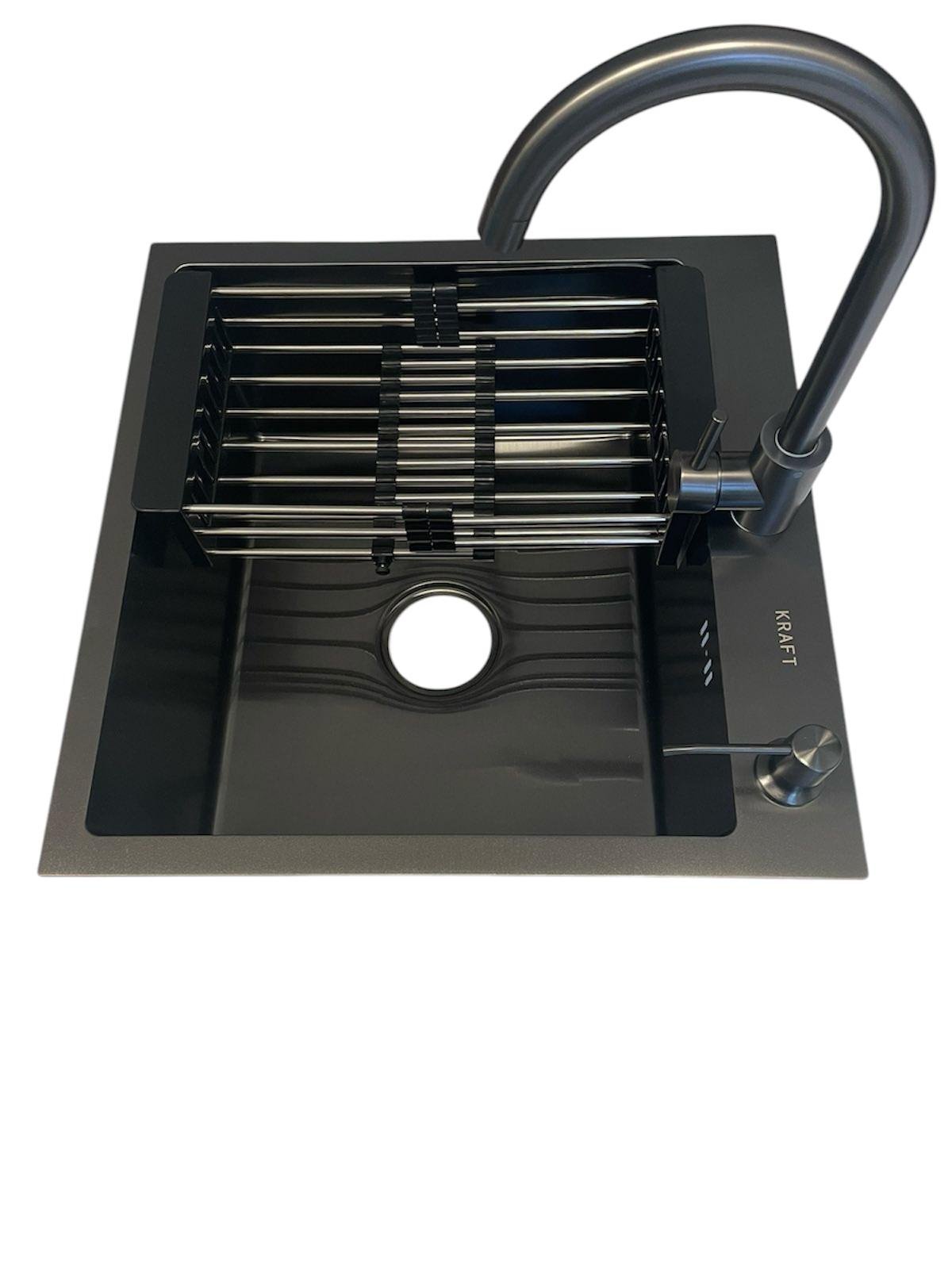 Мойка кухонная Kraft 5050 PVD Черный/кран для кухни Kraft из нержавеющей стали Черный