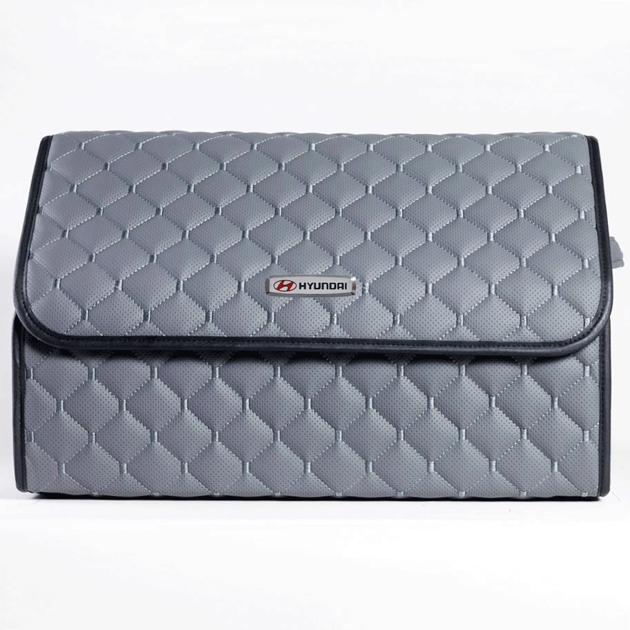 Сумка-органайзер с лого Hyundai в багажник CarsBAG Экокожа 30x50x30 см Серый (acb-1036-4-30х50х30-021)