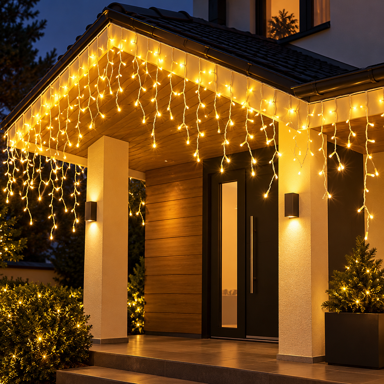 Гирлянда уличная бахрома 12 м 200 led светодиодов наружная белый провод Желтый (12MWY) Гирлянда уличная бахрома 12 м 200 led светодиодов наружная белый провод Желтый (12MWY)
