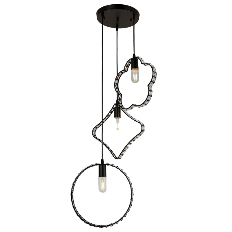 Люстра підвісна Коло ромб квітка Чорний (61-SJ03-3 BK)